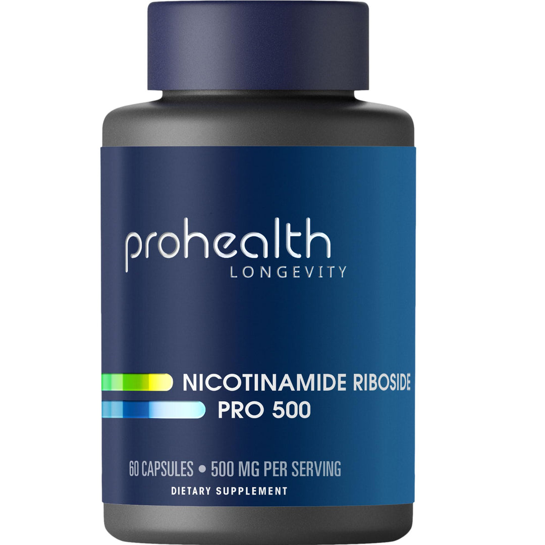 Nicotinamide Riboside Pro 500 by ProHealth + 250 mg TMG per serving - 60 capsules - Supplement Facts panel