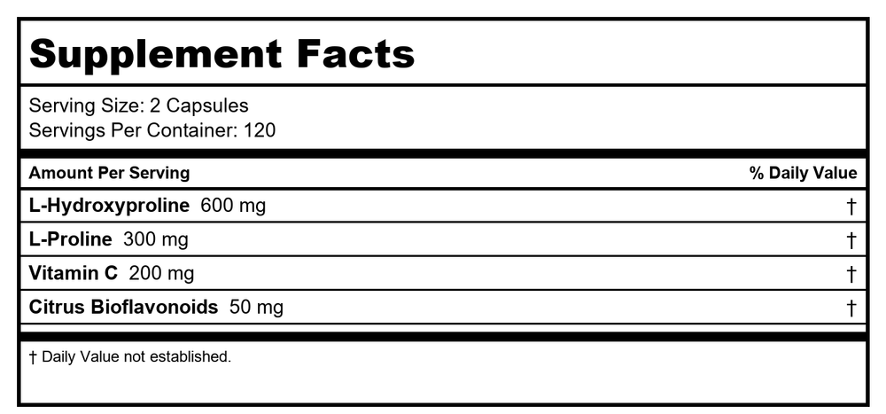 Pro Collagen Activator by ProHealth - 600mg, 120 capsules - Supplement Facts panel