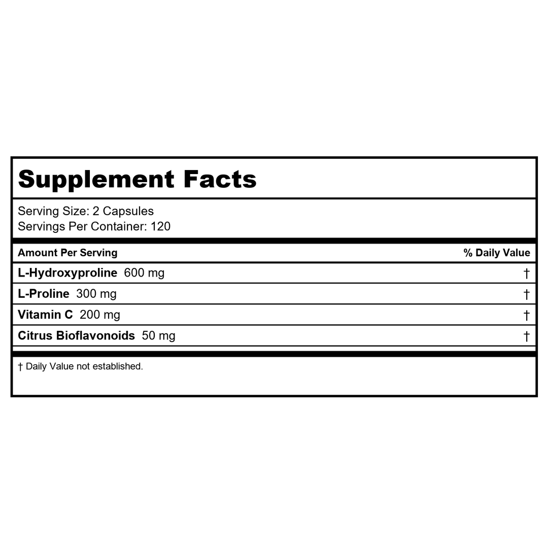 Pro Collagen Activator by ProHealth - 600mg, 120 capsules - Supplement Facts panel