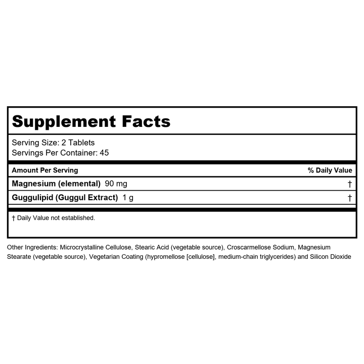 Now Supplements, Guggul Extract 500 mg per Tablet, 90 Tablets - Supplement Facts panel