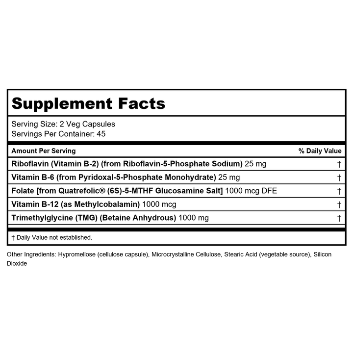 Protocol Methyl-Action - 90 Capsules - Supplement Facts panel
