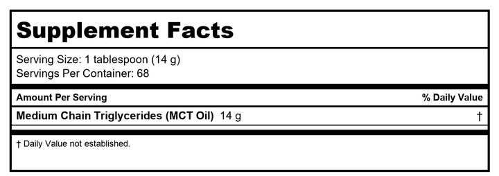 Protocol For Life Balance - Pure MCT Oil - 16 fl oz (473 mL) - Supplement Facts panel