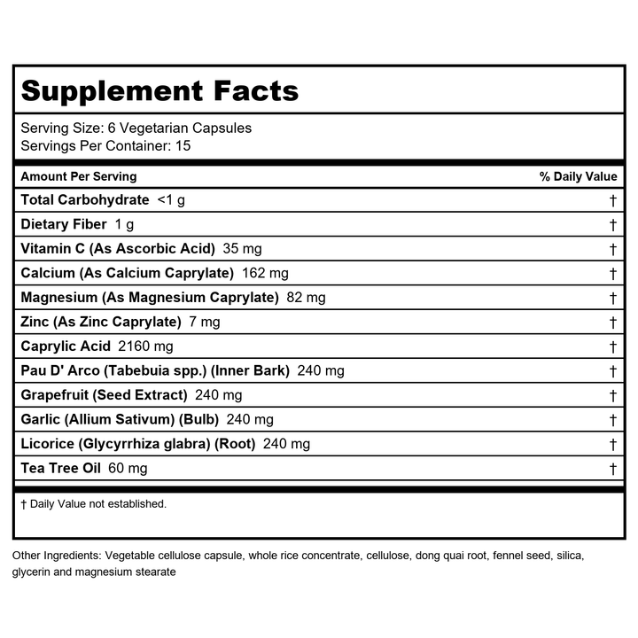 Solaray Yeast-Cleanse -- 90 Vegetarian Capsules - Supplement Facts panel
