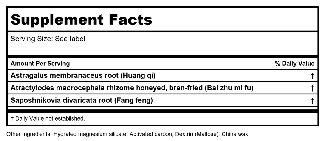 MAYWAY Plum Flower Jade Screen Teapills Yu Ping Feng Wan 3 Bottles of 200 Teapills/Bottle - Supplement Facts panel