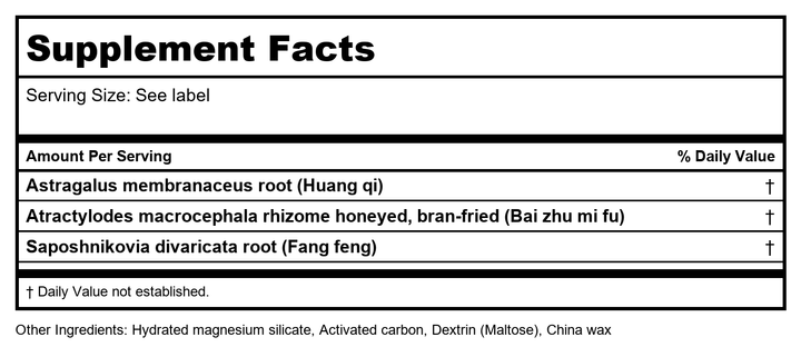 MAYWAY Plum Flower Jade Screen Teapills Yu Ping Feng Wan 3 Bottles of 200 Teapills/Bottle - Supplement Facts panel