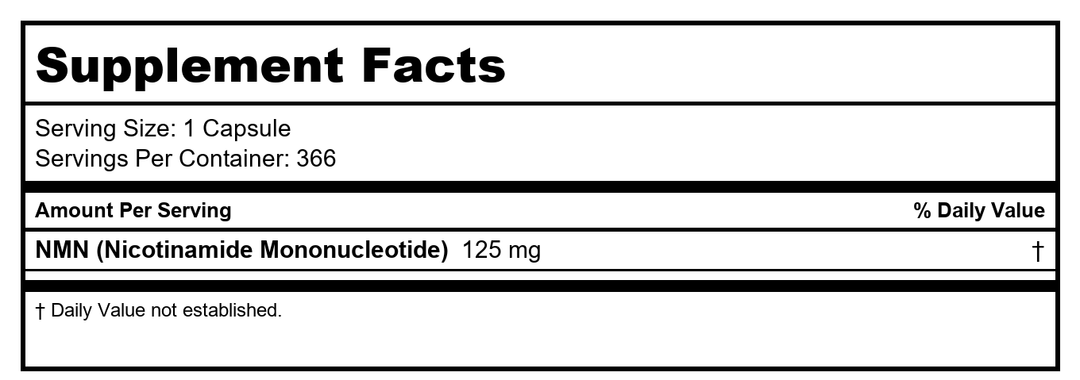 Pure NMN Capsules - 366 Capsules - Supplement Facts panel