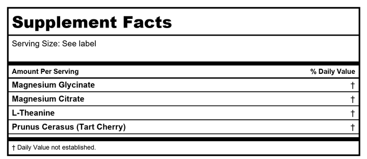 SureSleep Powder - 120g - Supplement Facts panel