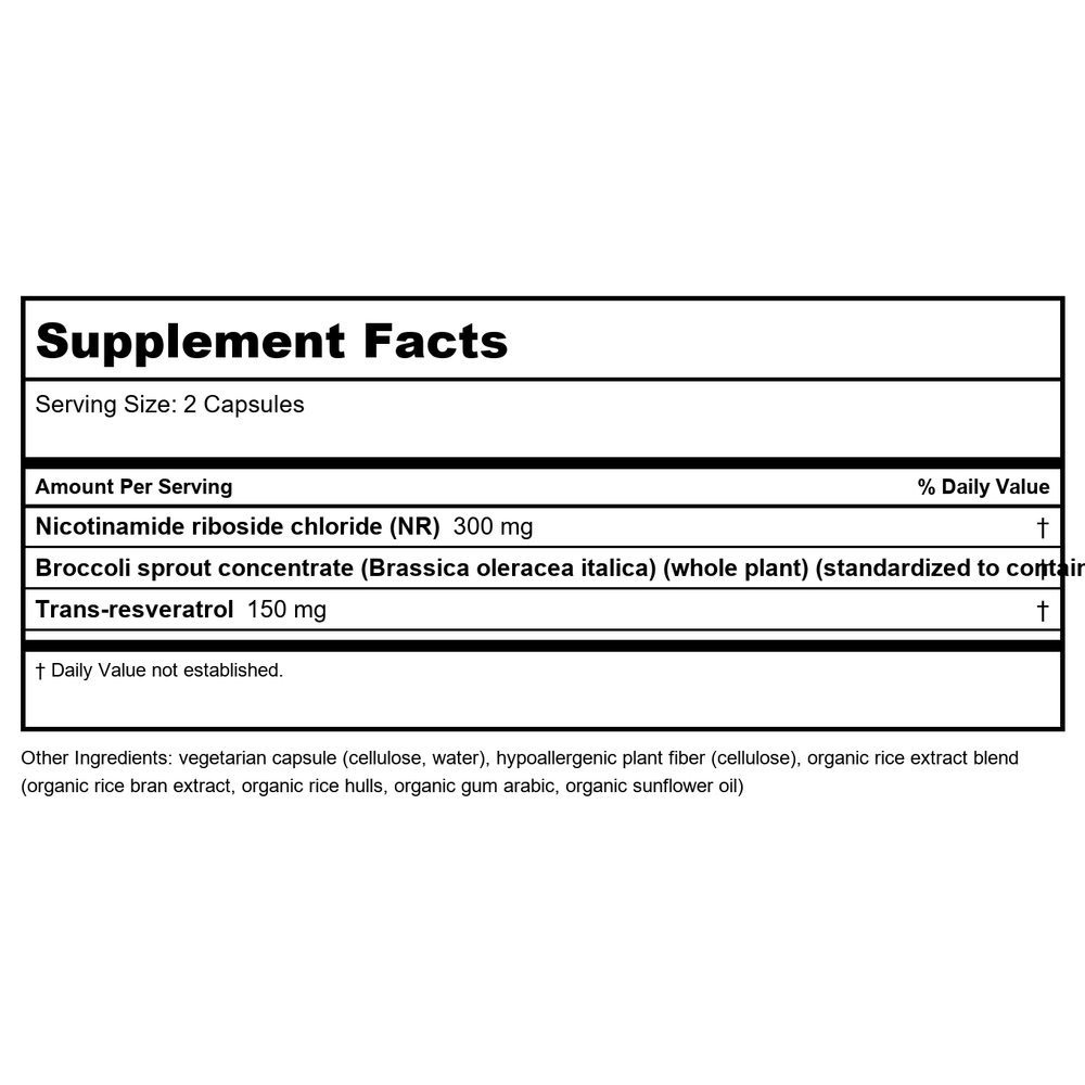 Pure NR - 60 Capsules - Supplement Facts panel