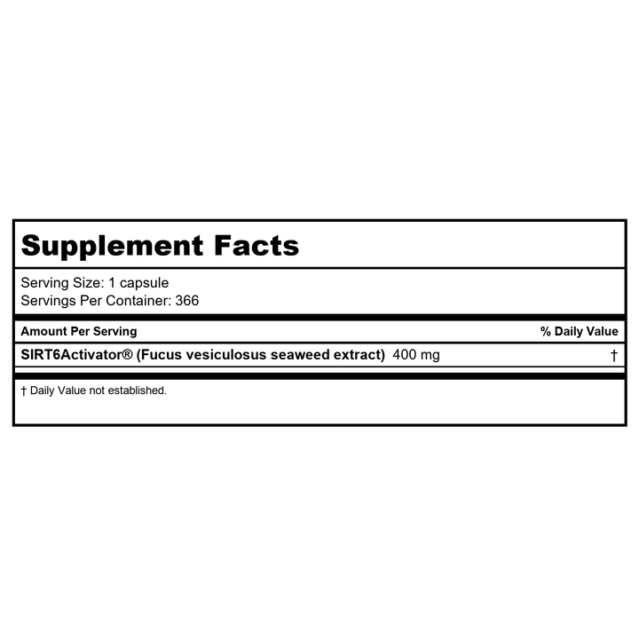 SIRT6Activator - 366 Capsules - Supplement Facts panel