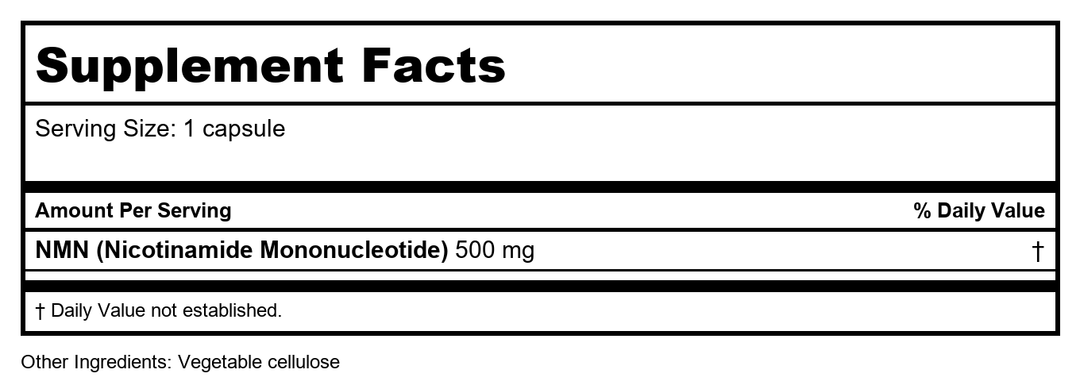 NAD Test - x1 - Supplement Facts panel