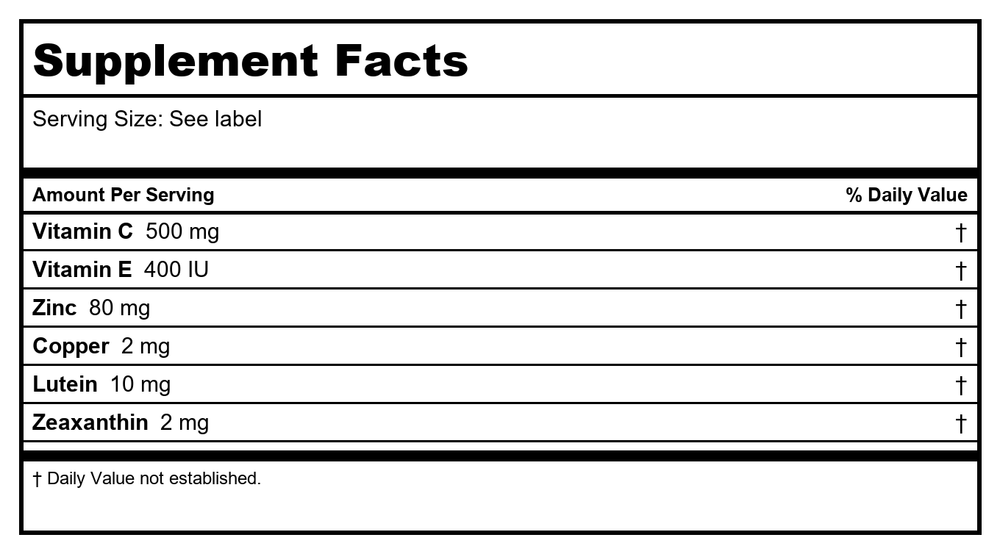 Blue Light Blockers - x1 - Supplement Facts panel