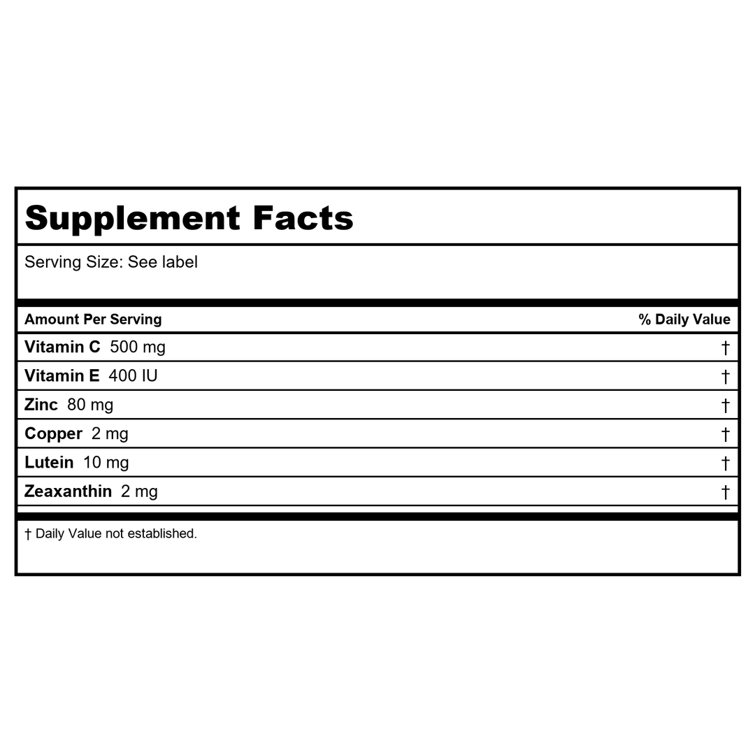 Blue Light Blockers - x1 - Supplement Facts panel
