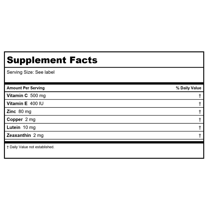 Blue Light Blockers - x1 - Supplement Facts panel
