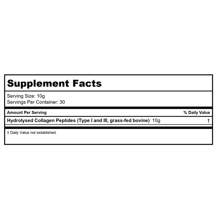 Collagen Powder - 300g - Supplement Facts panel