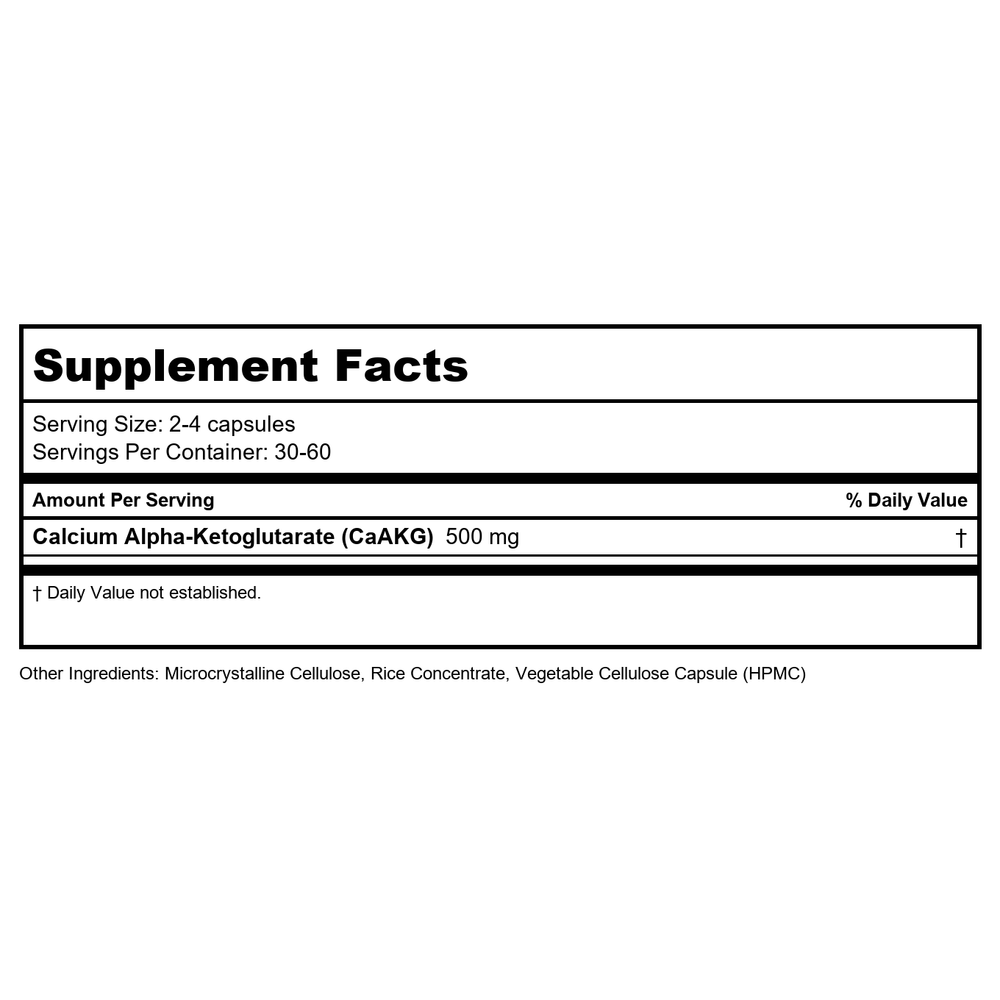 CaAKG - 60 Capsules - Supplement Facts panel