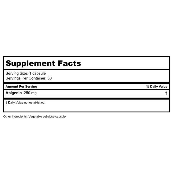 Pure Apigenin - 30 Capsules - Supplement Facts panel