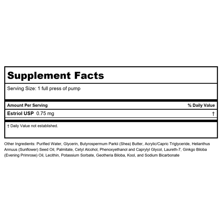 Estriol-Care, 2 OZ (Pack of 2) - Supplement Facts panel