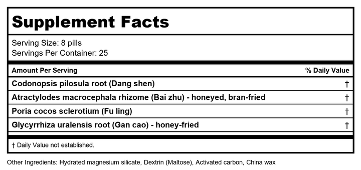 Plum Flower Economy Size - Four Gentlemen - 1,000 Teapills by MayWay - Supplement Facts panel