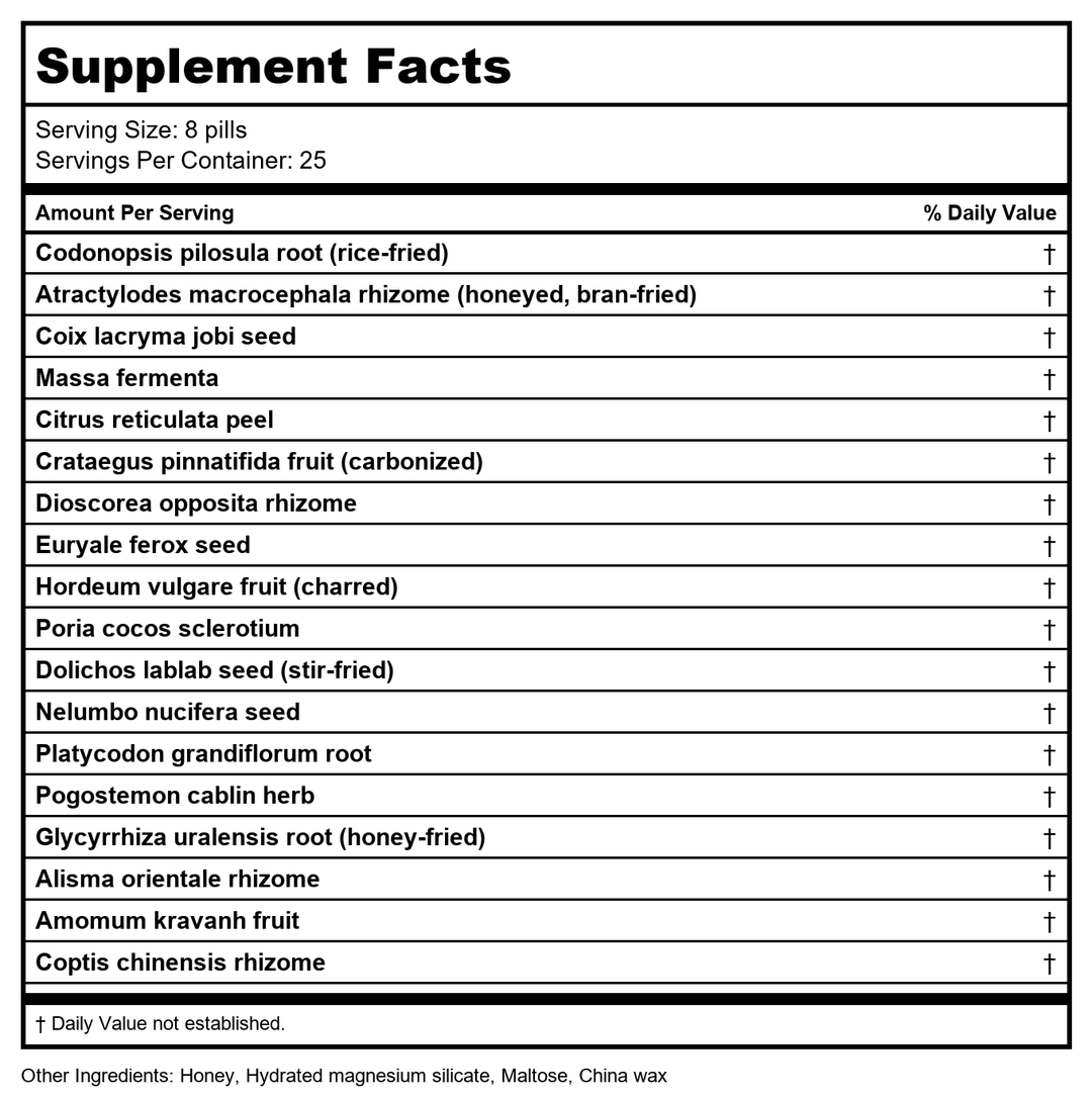 Plum Flower Zi Sheng Teapills by MayWay - Supplement Facts panel