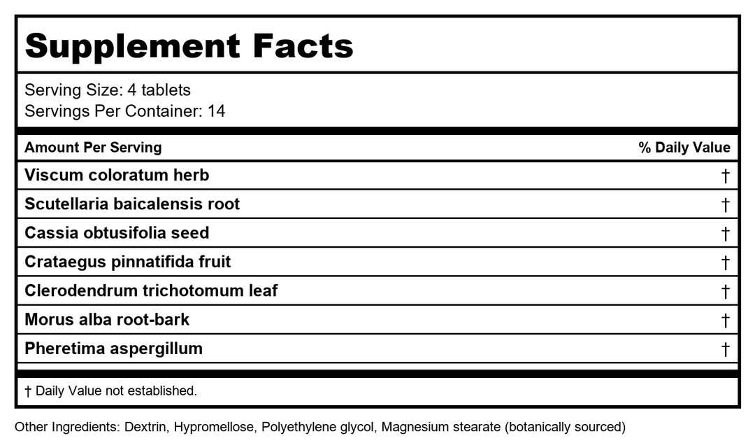 Jiang Ya Pian, 56 Tablets by Plum Flower by MayWay - Supplement Facts panel