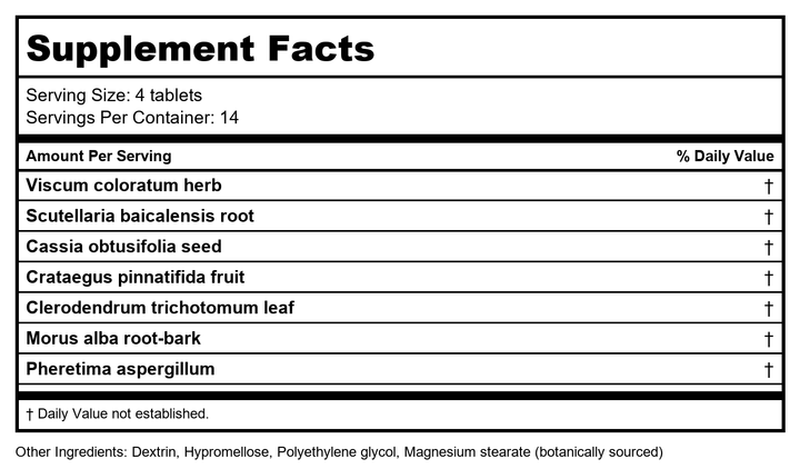 Jiang Ya Pian, 56 Tablets by Plum Flower by MayWay - Supplement Facts panel