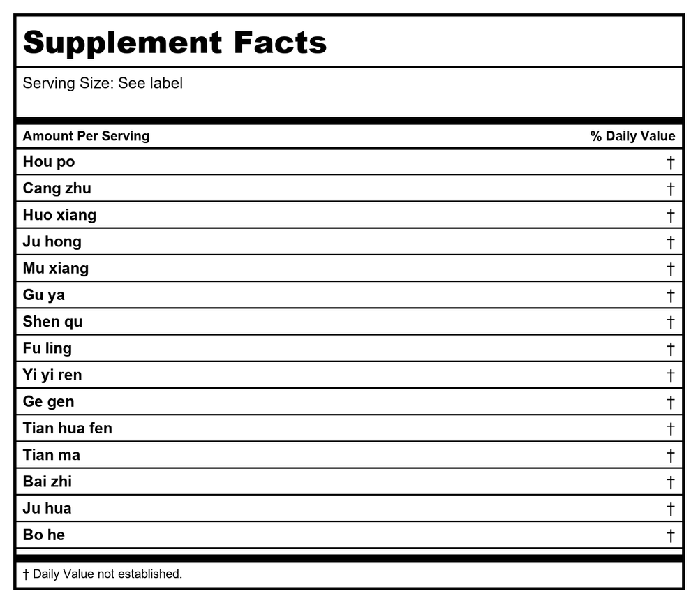 Curing Pills (Kang Ning Wan), 30 ct, 0.53 Ounces, Plum Flower by MayWay - Supplement Facts panel