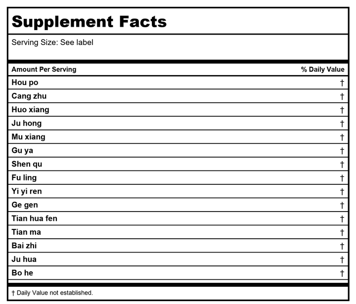 Curing Pills (Kang Ning Wan), 30 ct, 0.53 Ounces, Plum Flower by MayWay - Supplement Facts panel
