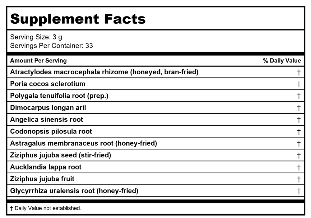 Gui Pi San, Extract Powder, 100 grams, Plum Flower by MayWay - Supplement Facts panel