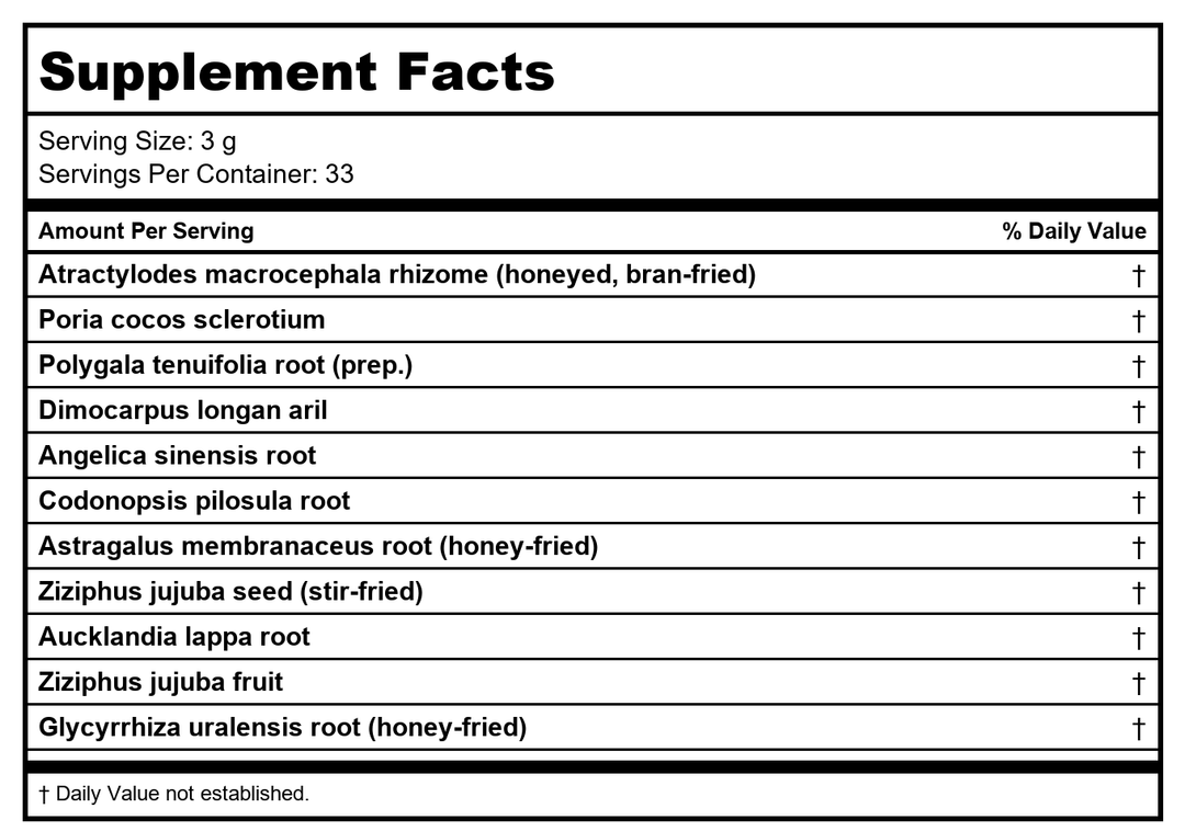 Gui Pi San, Extract Powder, 100 grams, Plum Flower by MayWay - Supplement Facts panel