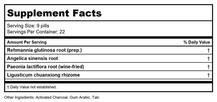 Plum Flower Four Substances Teapills by MayWay - Supplement Facts panel