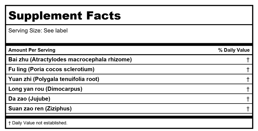 Plum Flower Gui Pi Wan (200 Pills) by MayWay - Supplement Facts panel