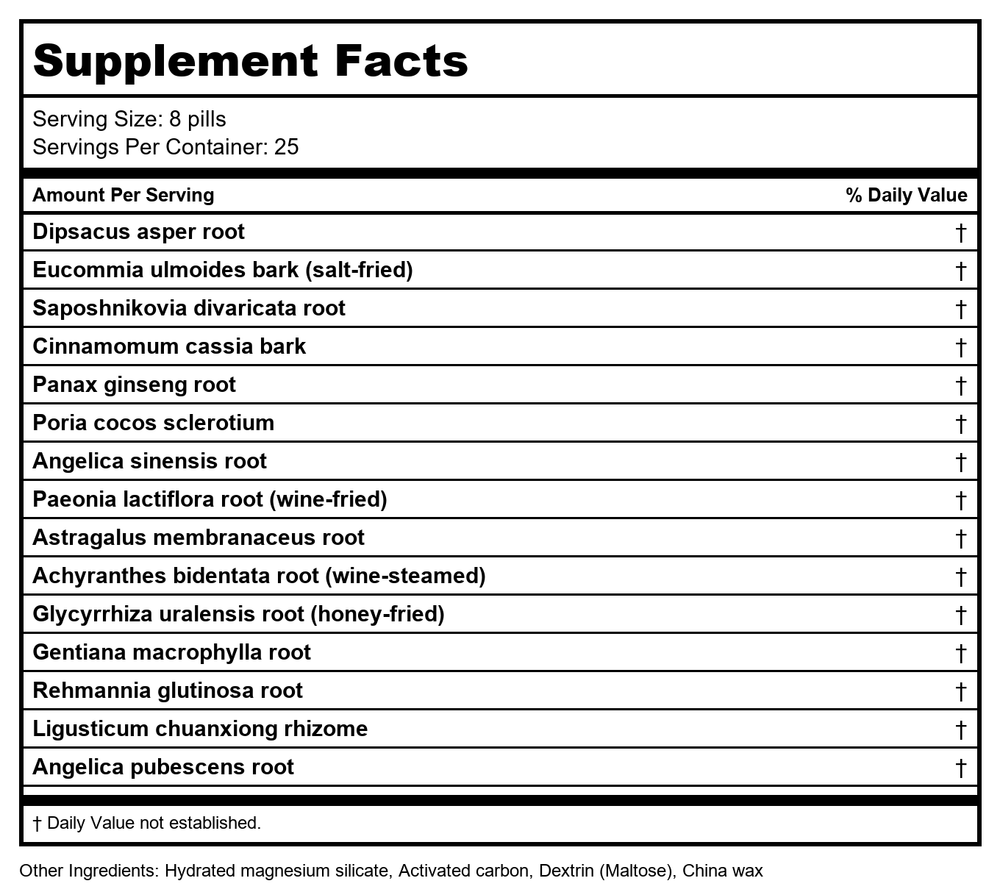 Plum Flower Qi Ju Di Huang Wan (Lycium Rehmannia Teapills) (200 Pills) by MayWay - Supplement Facts panel