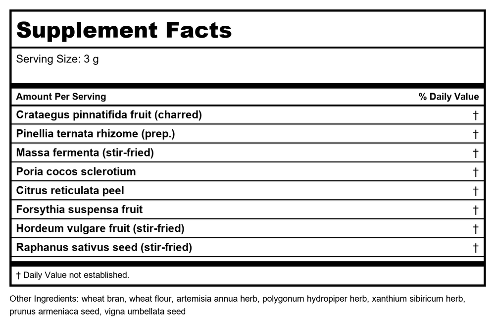 Plum Flower Bao He San - Extract Powder by MayWay - Supplement Facts panel