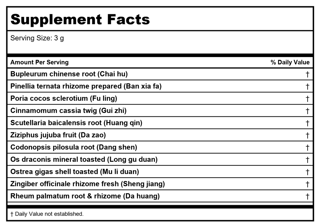 Plum Flower Chai Hu Long Gu Mu Li San  extract powder by MayWay - Supplement Facts panel