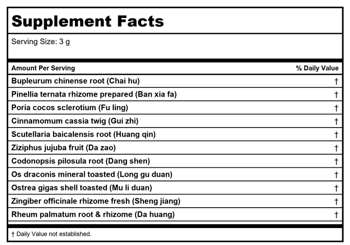 Plum Flower Chai Hu Long Gu Mu Li San  extract powder by MayWay - Supplement Facts panel