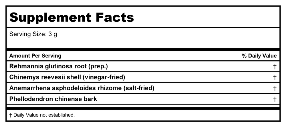 Plum Flower Da Bu Yin San  extract powder by MayWay - Supplement Facts panel