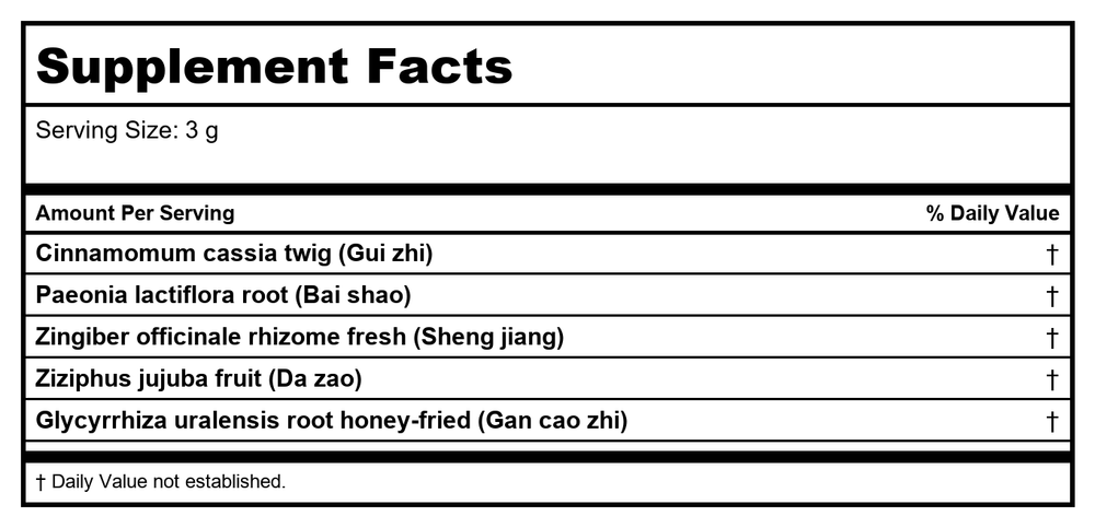 Plum Flower Gui Zhi San  extract powder 100 g/bt by MayWay - Supplement Facts panel