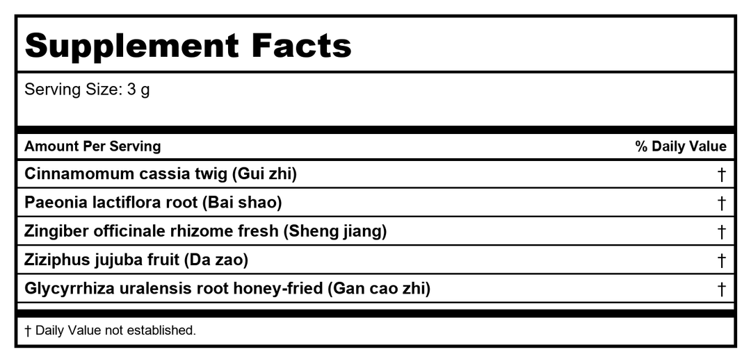Plum Flower Gui Zhi San  extract powder 100 g/bt by MayWay - Supplement Facts panel
