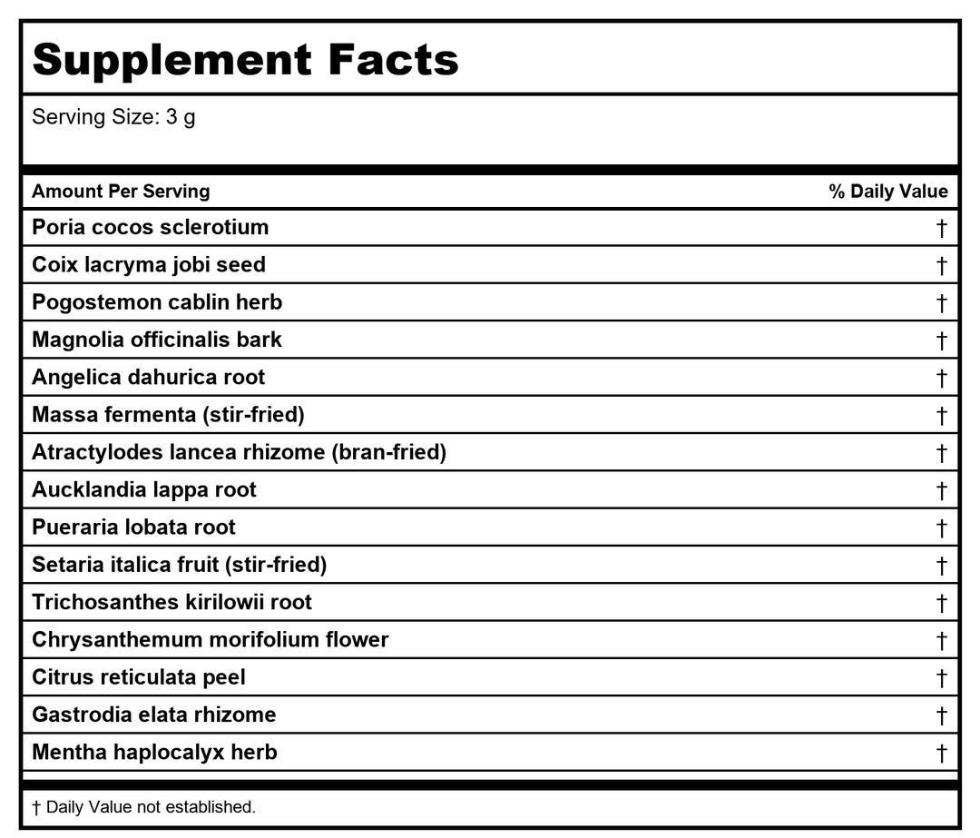 Plum Flower Kang Ning San  extract powder by MayWay - Supplement Facts panel