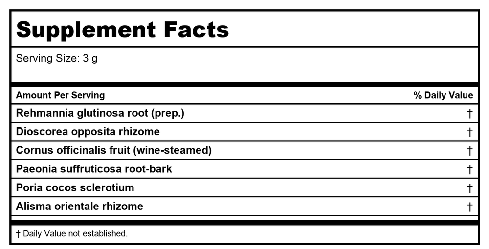 Plum Flower Liu Wei Di Huang San, extract powder by MayWay - Supplement Facts panel