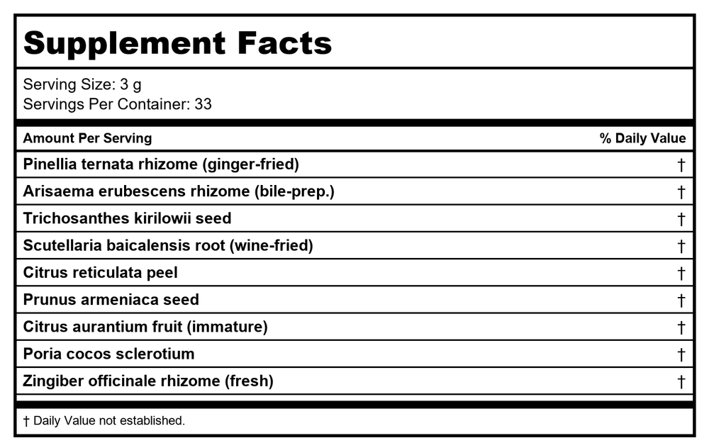 Plum Flower Qing Qi Hua Tan San Extract Powder by MayWay - Supplement Facts panel