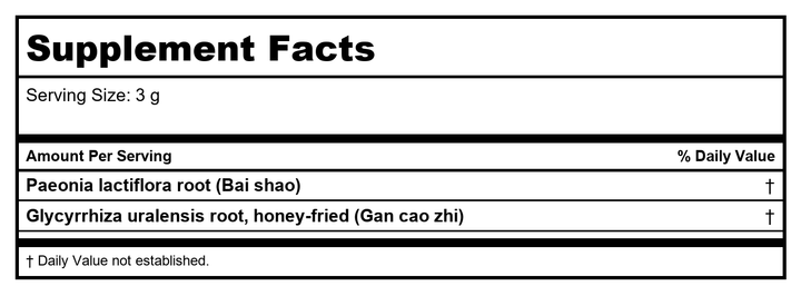 Plum Flower Shao Yao Gan Cao San  extract powder by MayWay - Supplement Facts panel