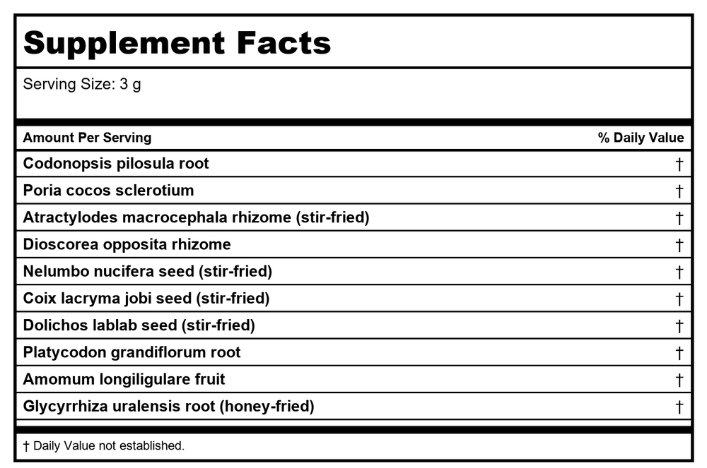 Plum Flower Shen Ling Bai Zhu San  extract powder by MayWay - Supplement Facts panel