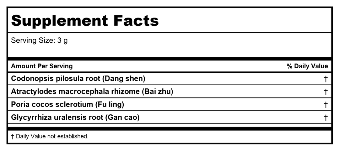 Plum Flower Si Jun Zi San  extract powder by MayWay - Supplement Facts panel