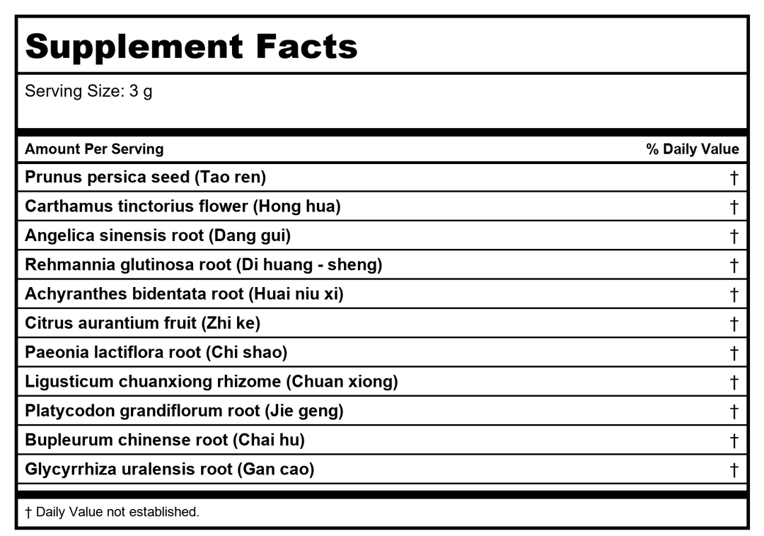 Plum Flower Xue Fu Zhu Yu San, extract powder by MayWay - Supplement Facts panel