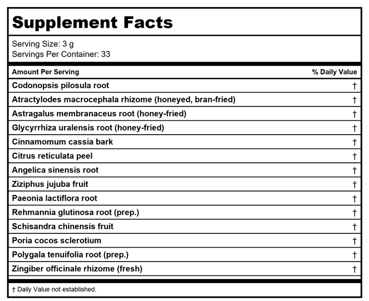 Plum Flower Yang Ying San, extract powder by MayWay - Supplement Facts panel
