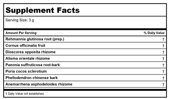 Plum Flower Zhi Bai Di Huang San  extract powder by MayWay - Supplement Facts panel
