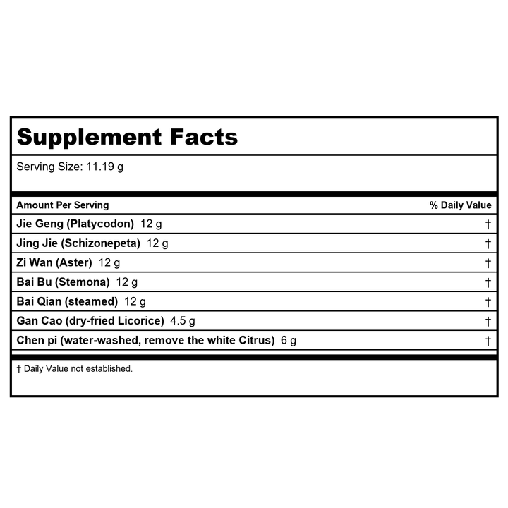 Plum Flower Zhi Sou San, extract powder by MayWay - Supplement Facts panel