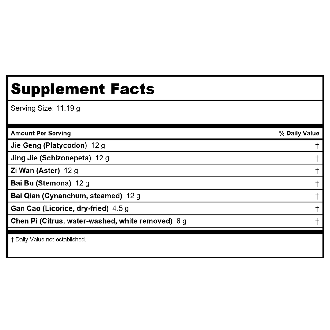 Plum Flower Zhi Sou San, extract powder by MayWay - Supplement Facts panel