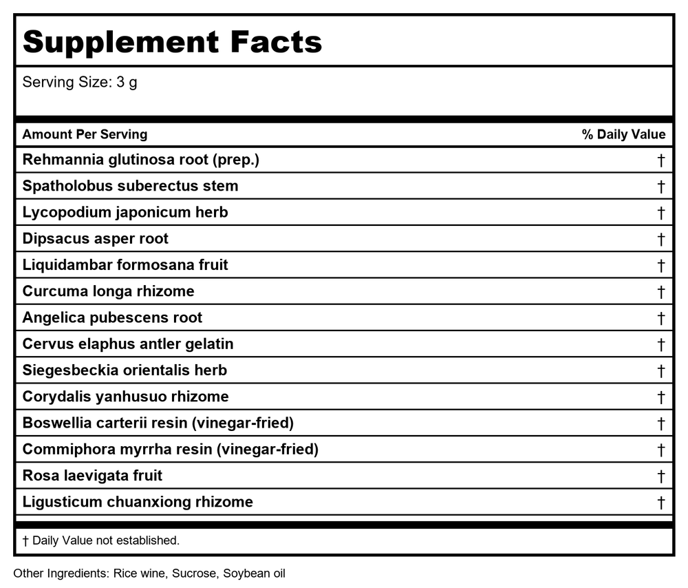 Plum Flower Zuo Gu Shen Jing San  extract powder by MayWay - Supplement Facts panel